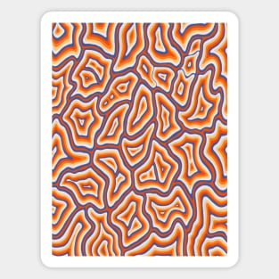 Orange and Blue Groovy Liquid Marble Swirl Magnet